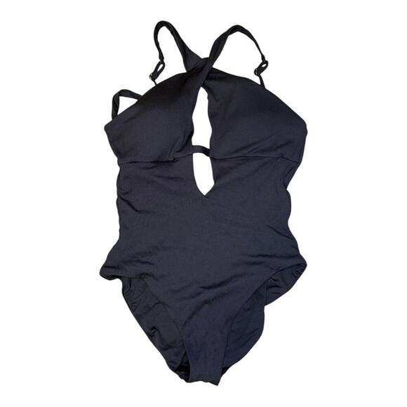 NEW BECCA by Rebecca Virtue Large Fine Line Tessa Crossover High Neck One-Piece - Picture 2 of 5